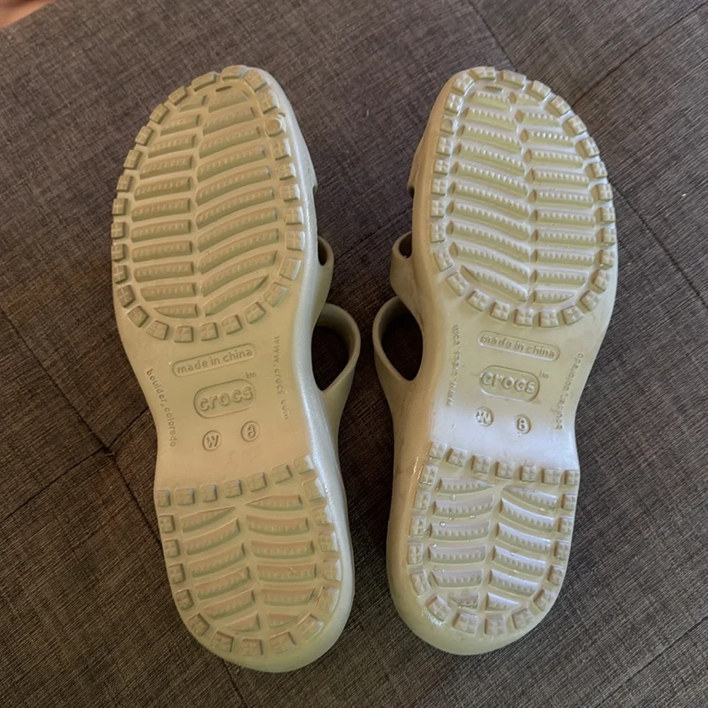 CROCS Meleen Beige Rubber Slip On Z Strap Casual Sandal Size 8 - Picture 3 of 3